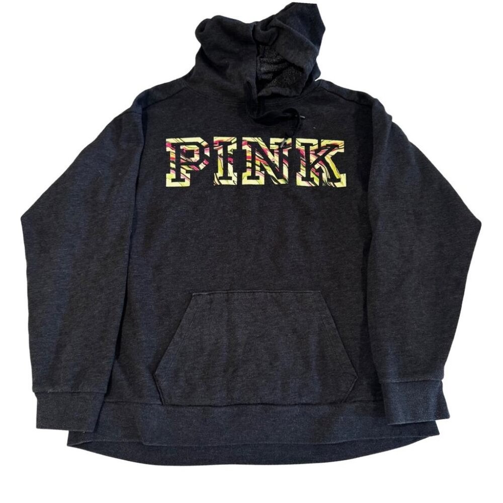 PINK Victoria's Secret Hoodies Sweatshirt Size Medium Black GUC